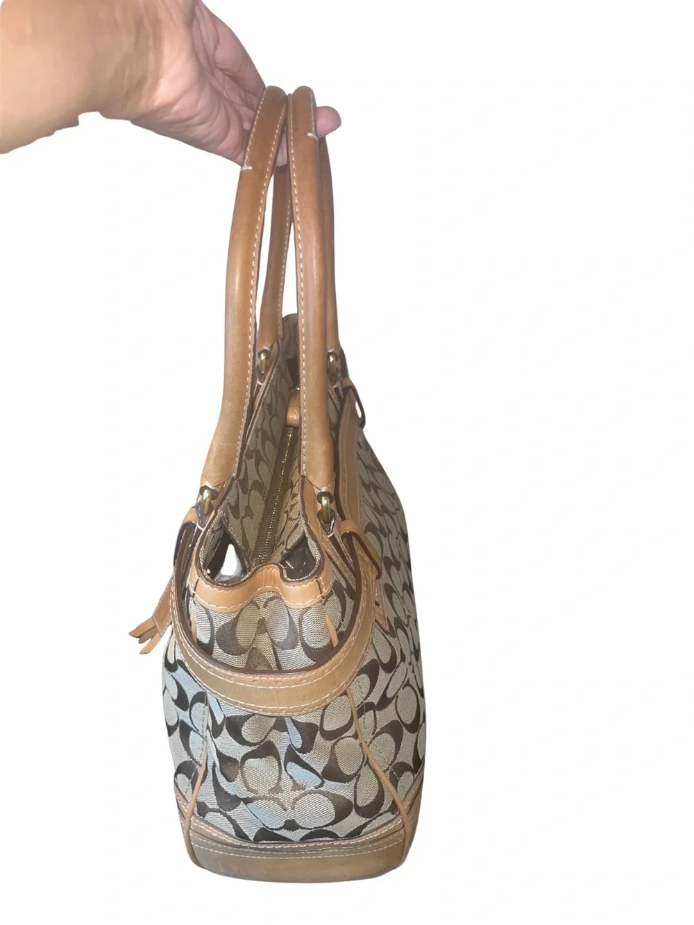 Coach Hampton Vintage Signature Canvas & Leather Shoulder Bag